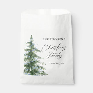 Watercolor Blue Christmas Tree Party Favor Bag