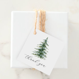 Watercolor Blue Christmas Tree Party Favor Tags