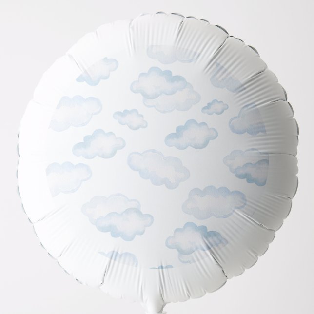 Watercolor Blue Cloud Baby Shower Balloon (Front)