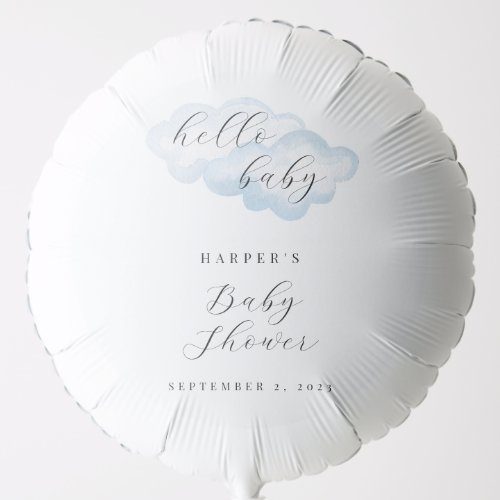 Watercolor Blue Cloud Baby Shower Balloon