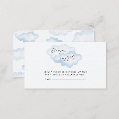 Watercolor Blue Cloud Baby Shower Diaper Raffle Enclosure Card