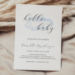 Watercolor Blue Cloud Baby Shower invitation