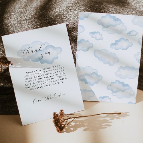 Watercolor Blue Cloud Baby Shower thank you cards