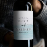 Watercolor Blue & Coastal Wedding | Elegant Beach Wine Label<br><div class="desc">This elegant wine label features a soft blue watercolor design, perfect for weddings or special celebrations. Personalize the label with the couple’s names, wedding date, and location to create a memorable keepsake for your guests. Ideal for destination, nautical weddings or coastal themed events. This wine label adds a sophisticated touch...</div>