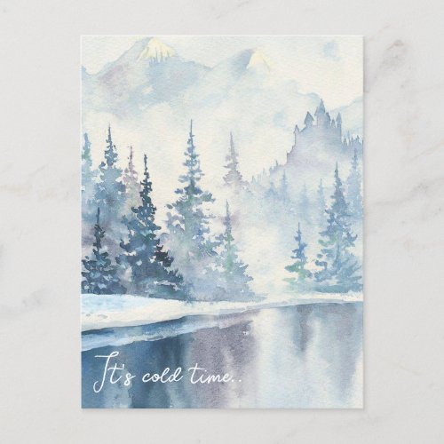 Watercolor blue colors Winter Wonderland  Postcard