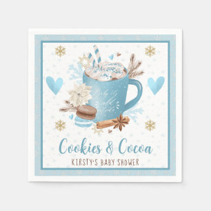 Watercolor Blue Cookies and Cocoa Baby Shower Napkins