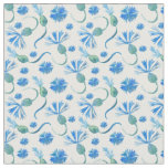 Watercolor blue cornflowers fabric