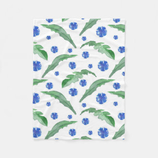 Watercolor Blue cornflowers Fleece Blanket