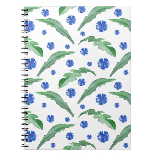 Watercolor Blue cornflowers Notebook (Front)