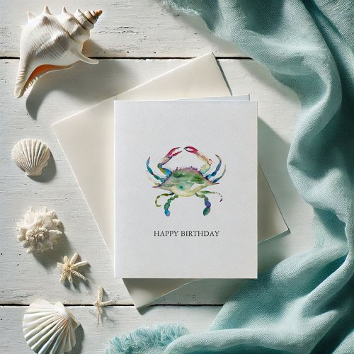 Watercolor Blue Crab Birthday Card