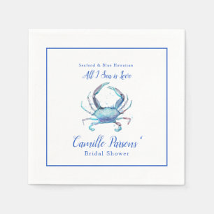 Watercolor Blue Crab Bridal Shower Napkins