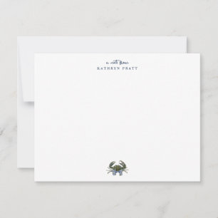 Watercolor Blue Crab Classic Personalized Note Card