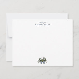 Watercolor Blue Crab Classic Personalized Note Card