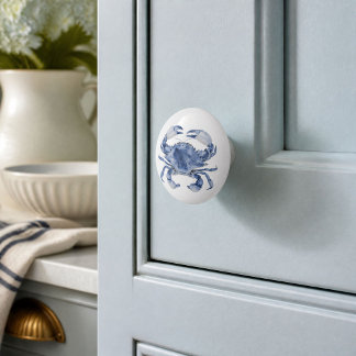  Watercolor Blue Crab New England  Ceramic Knob