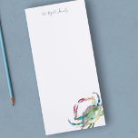 Watercolor Blue Crab Personalized Stationery Magnetic Notepad at Zazzle