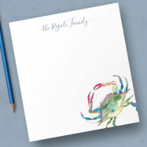 Watercolor Blue Crab Personalized Stationery Notepad
