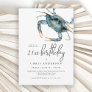 Watercolor Blue Crab Seafood 21st Birthday Invitation