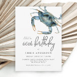 Watercolor Blue Crab Seafood 60th Birthday Invitation<br><div class="desc">The perfect birthday invitation for celebrating a special 60th birthday with dinner along the coast, this design features a blue crab in the upper corner in vibrant watercolors. The invitation text pairing is modern with a casual elegance that is both tasteful and hospitable. It works beautifully for him or her...</div>