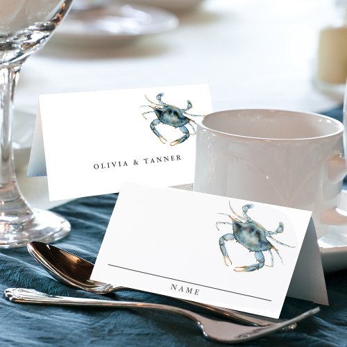 Watercolor Blue Crab Seafood Dinner or Reception Place Card