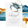 Watercolor Blue Crab Seafood Rehearsal Dinner Invitation