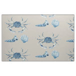 Watercolor Blue Crab Shells Contemporary Modern Fabric