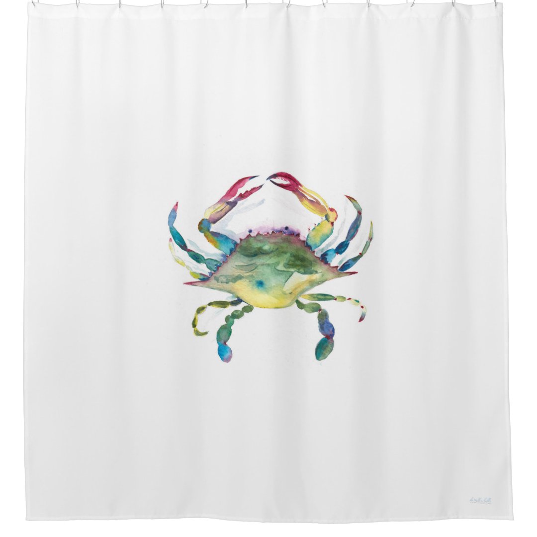 Watercolor Blue Crab Shower Curtain Zazzle