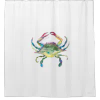 Watercolor Blue Crab Shower Curtain