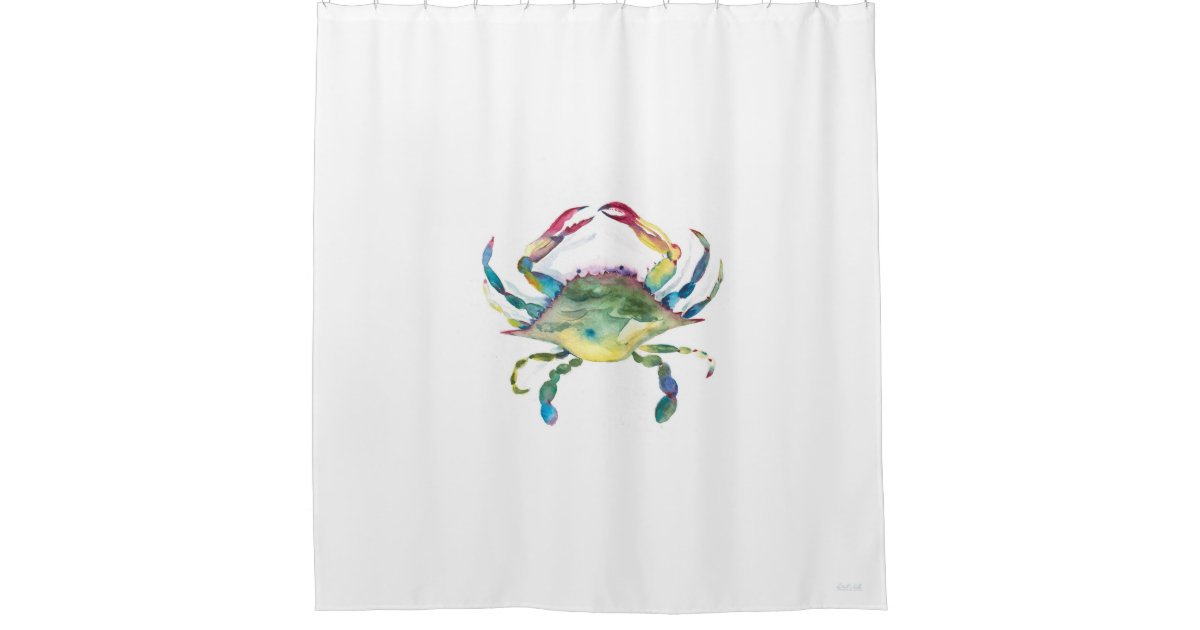 Watercolor Blue Crab Shower Curtain