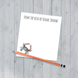 Watercolor Blue Crab Simple Personalized  Notepad