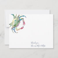 Watercolor Blue Crab Thank You Cards