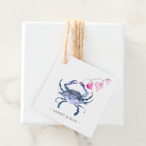 Watercolor Blue Crab Valentines Day Favor Tags