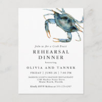 Watercolor Blue Crab Wedding Rehearsal Dinner