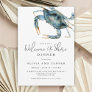 Watercolor Blue Crab Welcome to the Shore Dinner Invitation