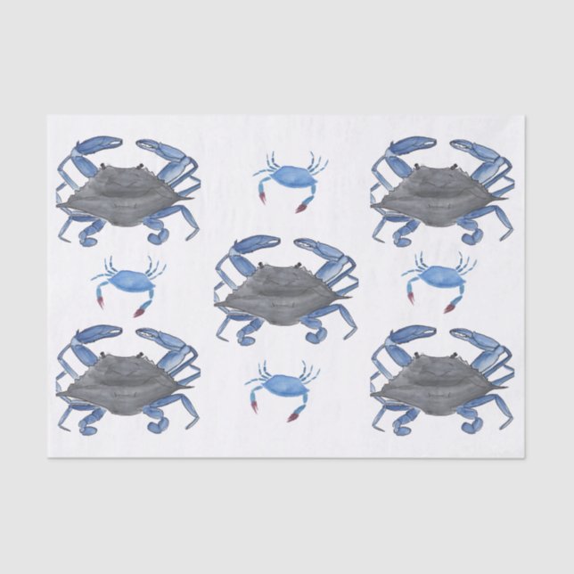Watercolor Blue Crabs Tissue Paper (Front)