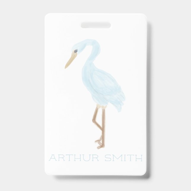 Watercolor Blue Crane Badge (Front)