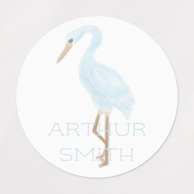 Watercolor Blue Crane Labels (Design 1)