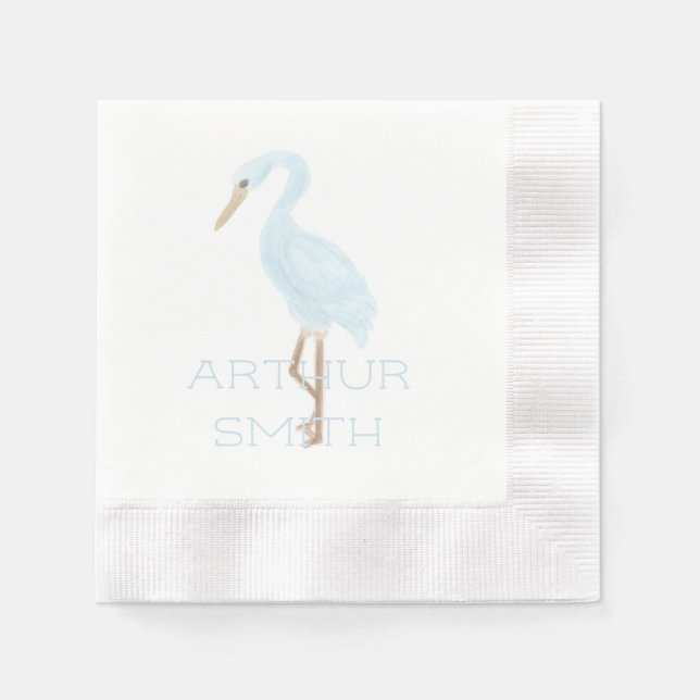 Watercolor Blue Crane Napkins (Front)