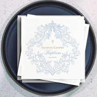  watercolor blue crest baby boy Baptism