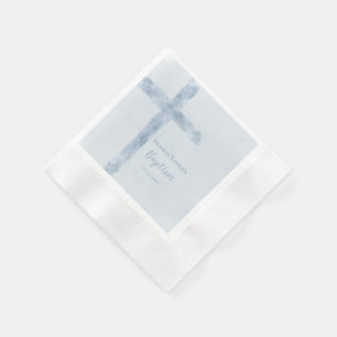 watercolor blue cross Baptism  Napkins
