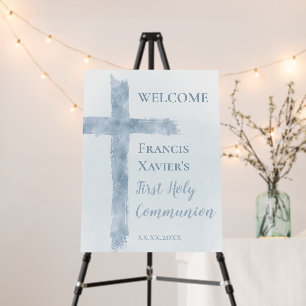 watercolor blue cross First Communion  Foam Board