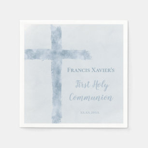 watercolor blue cross  First Communion  Napkins