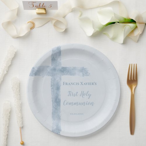 watercolor blue cross  First Communion 