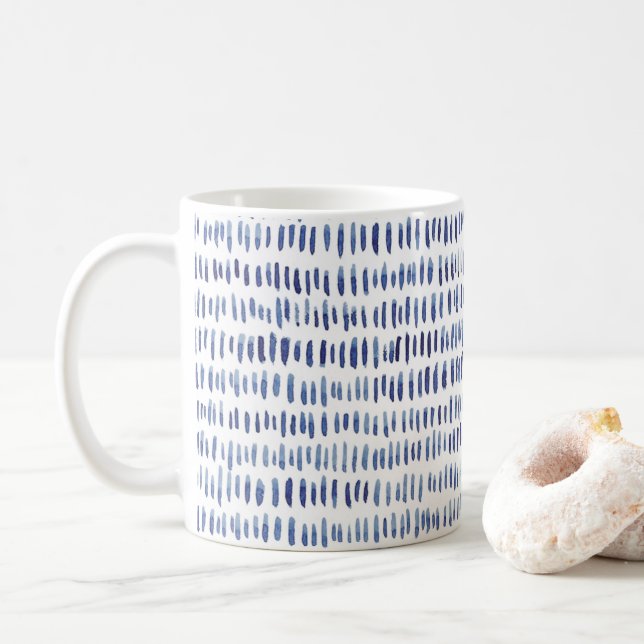 Watercolor blue design classic coffee tea mug (With Donut)