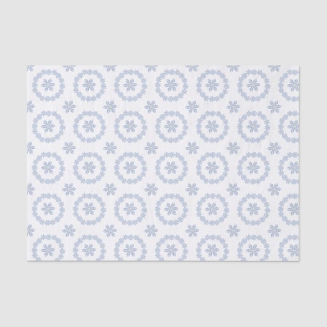 Watercolor Blue Designer Snowflake Tissue Paper (Front)