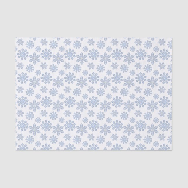 Watercolor Blue Designer Snowflake Tissue Paper (Front)