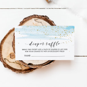 Watercolor Blue Diaper Raffle Invitation Insert