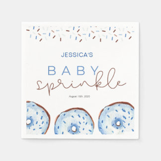 Watercolor blue Donuts Baby Sprinkle Shower Napkins