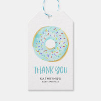 Watercolor Blue Donuts Baby Sprinkle Thank You Gift Tags