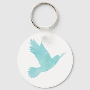 Watercolor Blue Dove Keychain