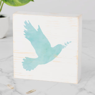 Watercolor Blue Dove Wooden Box Sign